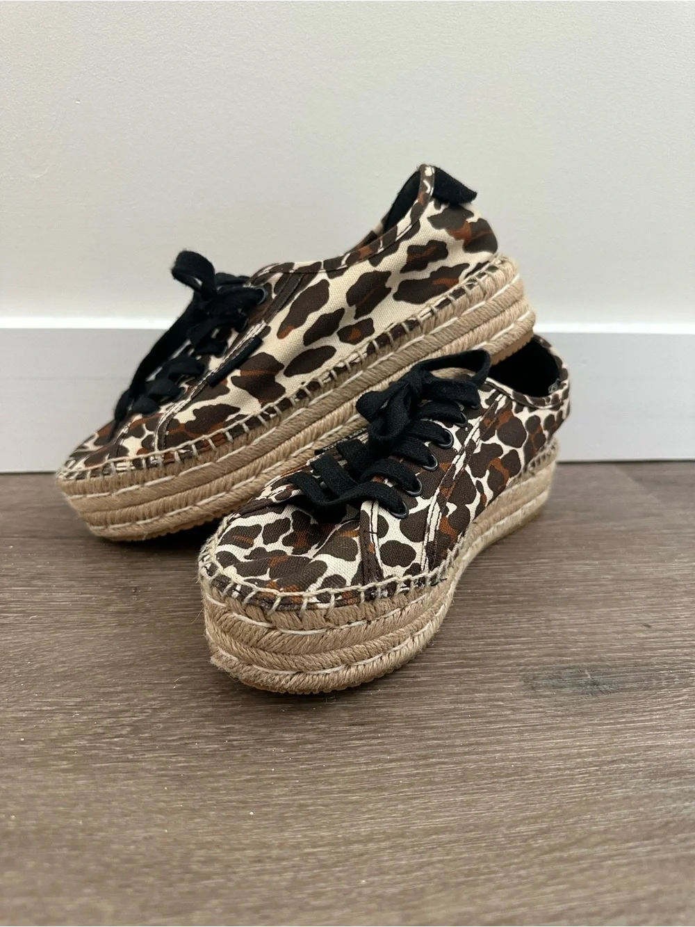 Tory Burch Leopard Print Espadrille Platform Sneaker - Brown & Black